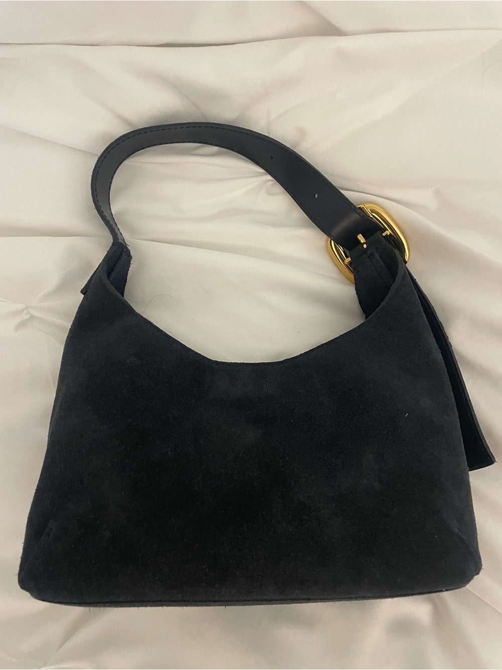 NWT Madewell The Sculptural-Buckle Shoulder Bag - Navy Suede - Picture 6 of 9